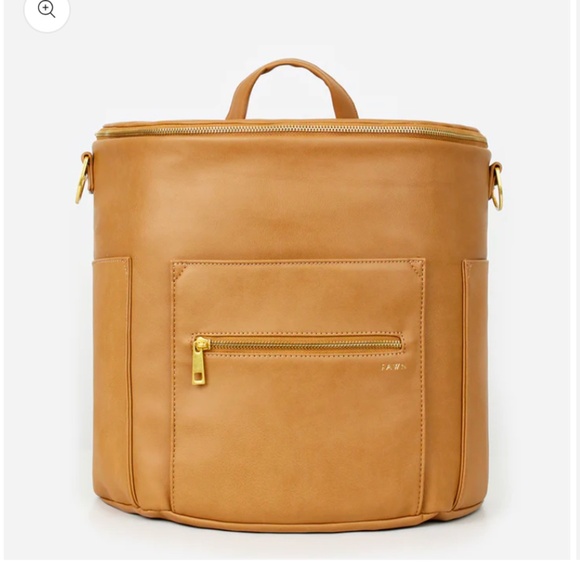 Fawn Design Handbags - Fawn Design The Original Diaper Bag Backpack Tan Camel Faux Leather Baby Shower